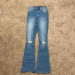 Fashion Nova Ripped Flare Denim Jeans